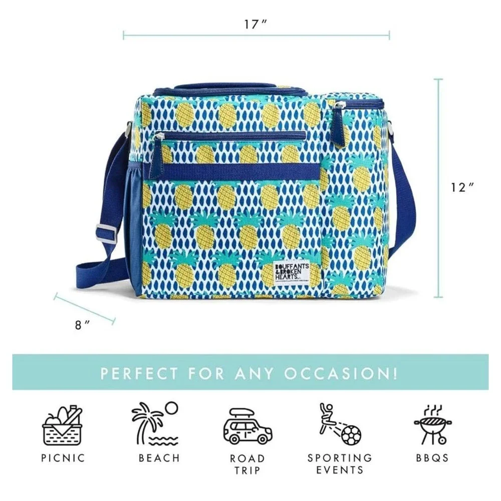 Fit + Fab bouffants & broken hearts pineapple cooler bag